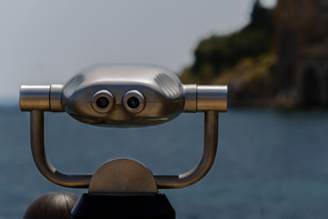 sightseeing binoculars close-up for sightseeing located at a remote distance