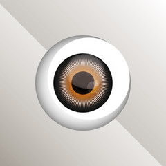eyeball with brown iris over gray background, colorful design. vector illustration