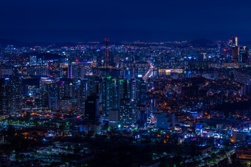 Fototapeta premium Seoul City the capital of South Korea. View from the N Seoul Tower or 