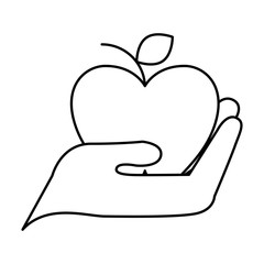 hand with fresh apple fruit isolated icon vector illustration design