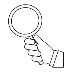 hand with search magnifying glass icon vector illustration design