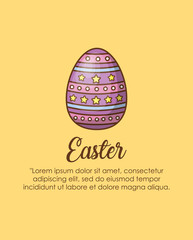 Infographic of easter design with easter egg icon over yellow background, colorful design. vector illustration