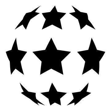 Stars in shape of soccer ball icon black color illustration flat style simple image