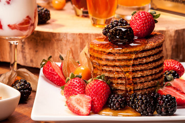 Dutch Waffles with Fruits and Honey