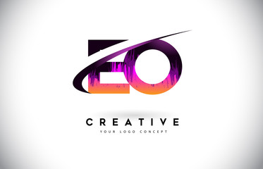 EO E O Grunge Letter Logo with Purple Vibrant Colors Design. Creative grunge vintage Letters Vector Logo
