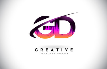 Obraz premium GD G D Grunge Letter Logo with Purple Vibrant Colors Design. Creative grunge vintage Letters Vector Logo