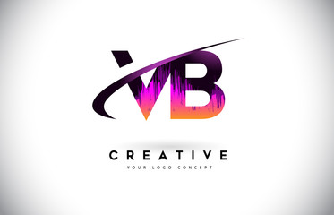VB V B Grunge Letter Logo with Purple Vibrant Colors Design. Creative grunge vintage Letters Vector Logo