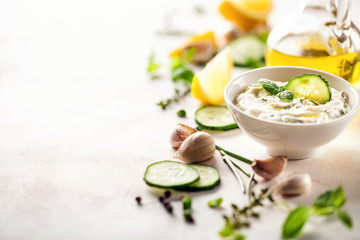 Tzatziki sauce in bowl