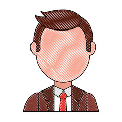 portrait man in suit and necktie vector illustration drawing