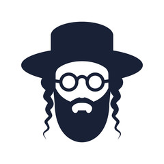 Bearded Jew with a hat and sunglasses. Hasid icon