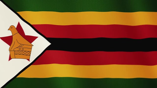Zimbabwe flag waving animation. Full Screen. Symbol of the country.