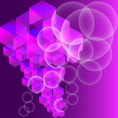 Abstract background with isometric cube, ball.