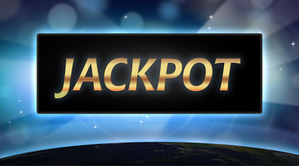 Jackpot graphic with cosmic space scenery