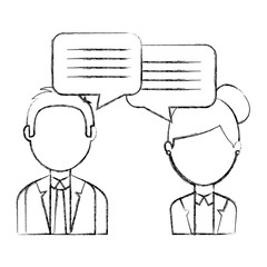 couple with speech bubbles vector illustration design
