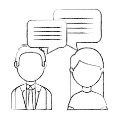 couple with speech bubbles vector illustration design