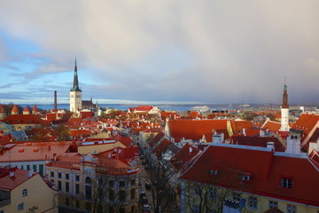 Obraz premium View of Tallinn's Old Town after storm which is one of the best preserved medieval cities in Europe and is listed as a UNESCO World Heritage Site