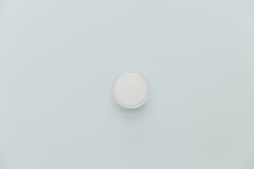 Flour on pastel background. Flat lay