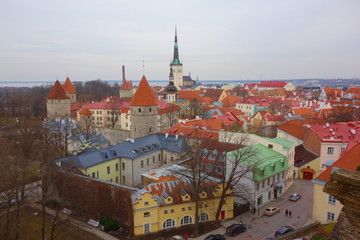 View of Tallinn's Old Town which is one of the best preserved medieval cities in Europe and is listed as a UNESCO World Heritage Site