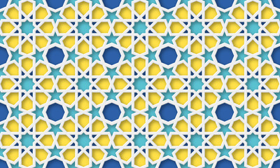 3d arabic background. Islamic geometric pattern in traditional style, muslim ornament. Vector illustration.