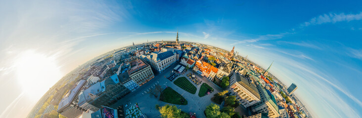 Old City Riga center drone sphere 360 vr view