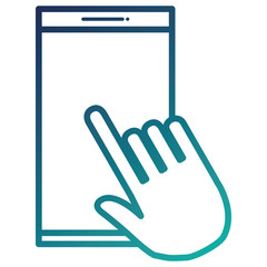 Obraz premium hand with smartphone device isolated icon vector illustration design