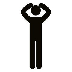 figure human with hands up silhouette avatar vector illustration design