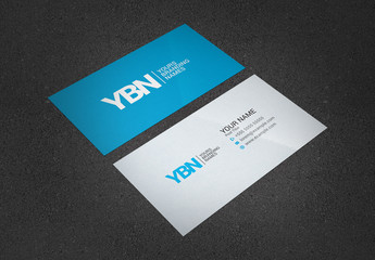 Business Card Layout with Blue Accents