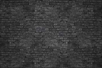 Fototapeta na wymiar Vintage Black wash brick wall texture for design. Panoramic background for your text or image