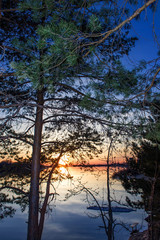 Spring sunset on the Volga River.