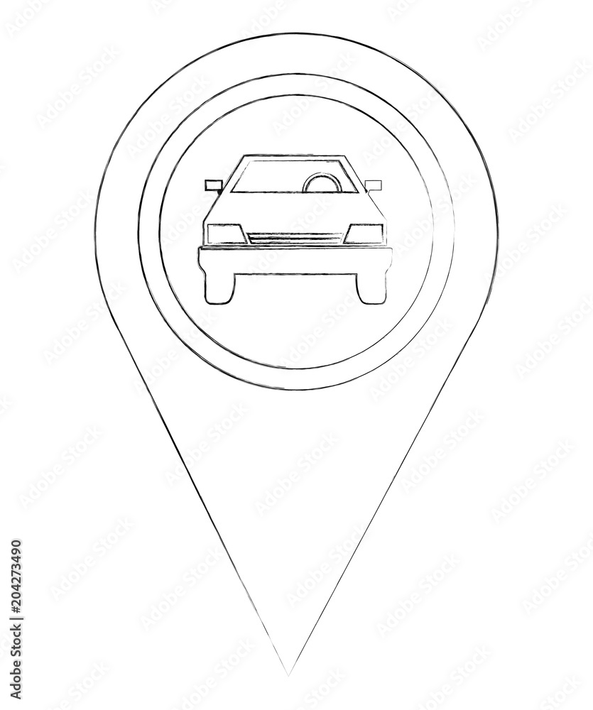 Poster car transport pointer gps navigation location image vector illustration sketch