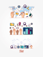 social media marketing icons vector illustration design