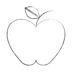 fresh apple organic fruit health vector illustration sketch