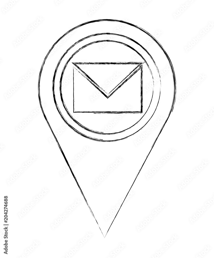 Poster map pointer navigation with envelope vector illustration sketch