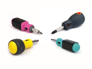 Hand tools for repair and installation: screwdriver on white background