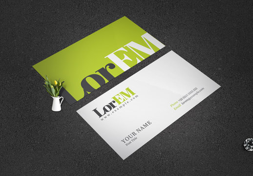 Business Card with Lime Green Background