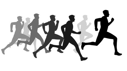 Fototapeta na wymiar Running race competition silhouette 