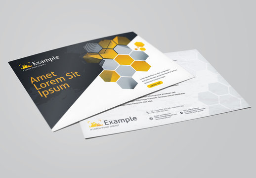 Postcard Layout with Hexagonal Designs