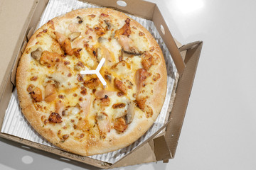 Pizza in delivery box