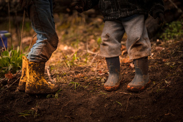 Kids muddy boots