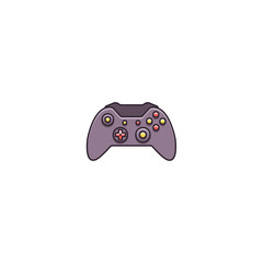 Gamepad, joypad, joystick - flat color line icon on isolated background. Game controller for video gaming consoles and systems - vector sign or symbol in thin outline design.