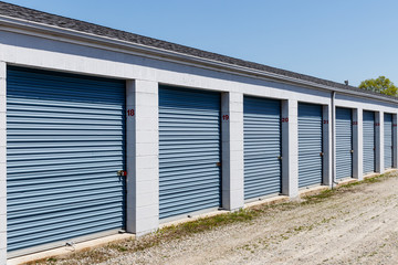 Fototapeta premium Numbered self storage and mini storage garage units