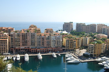Obraz premium Port de Fontvieille; city; marina; waterway; urban area