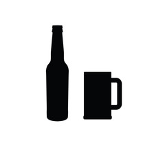 beer bottle and mug of beer icon