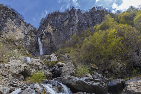 Waterfall Muchug.The highest waterfall in Azerbaijan