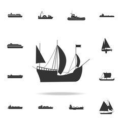 Sailboat icon. Detailed set of water transport icons. Premium graphic design. One of the collection icons for websites, web design, mobile app