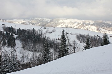 Winter landscape in the mountains