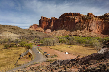 Fruita, Utah, in the Capitol Reef National Park. Fruita was established in 1880 by a group of...