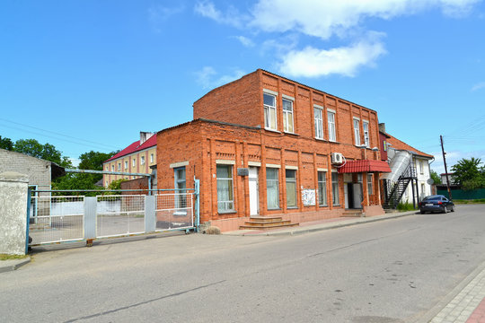 POLESSK, RUSSIA. The brick building of shop on Sovetskaya Street