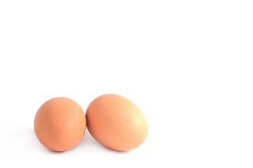 Chicken eggs isolated on white background.