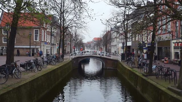 DELFT, NETHERLANDS - APRIL 12: streets and channels of Delft
